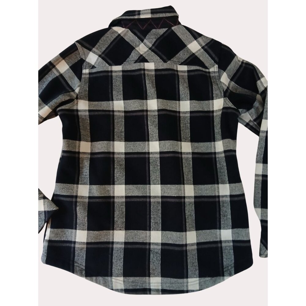 Orvis Womens Plaid Flannel Shirt Jacket Black Gray Snap Button Front S Pockets - Picture 14 of 16